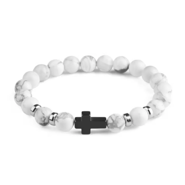 cross bead bracelet white stones